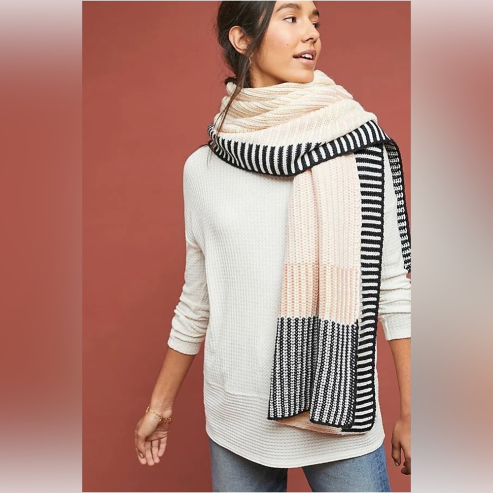 Anthropologie Caroline Kaufman Oversized Fairbanks Knit Scarf